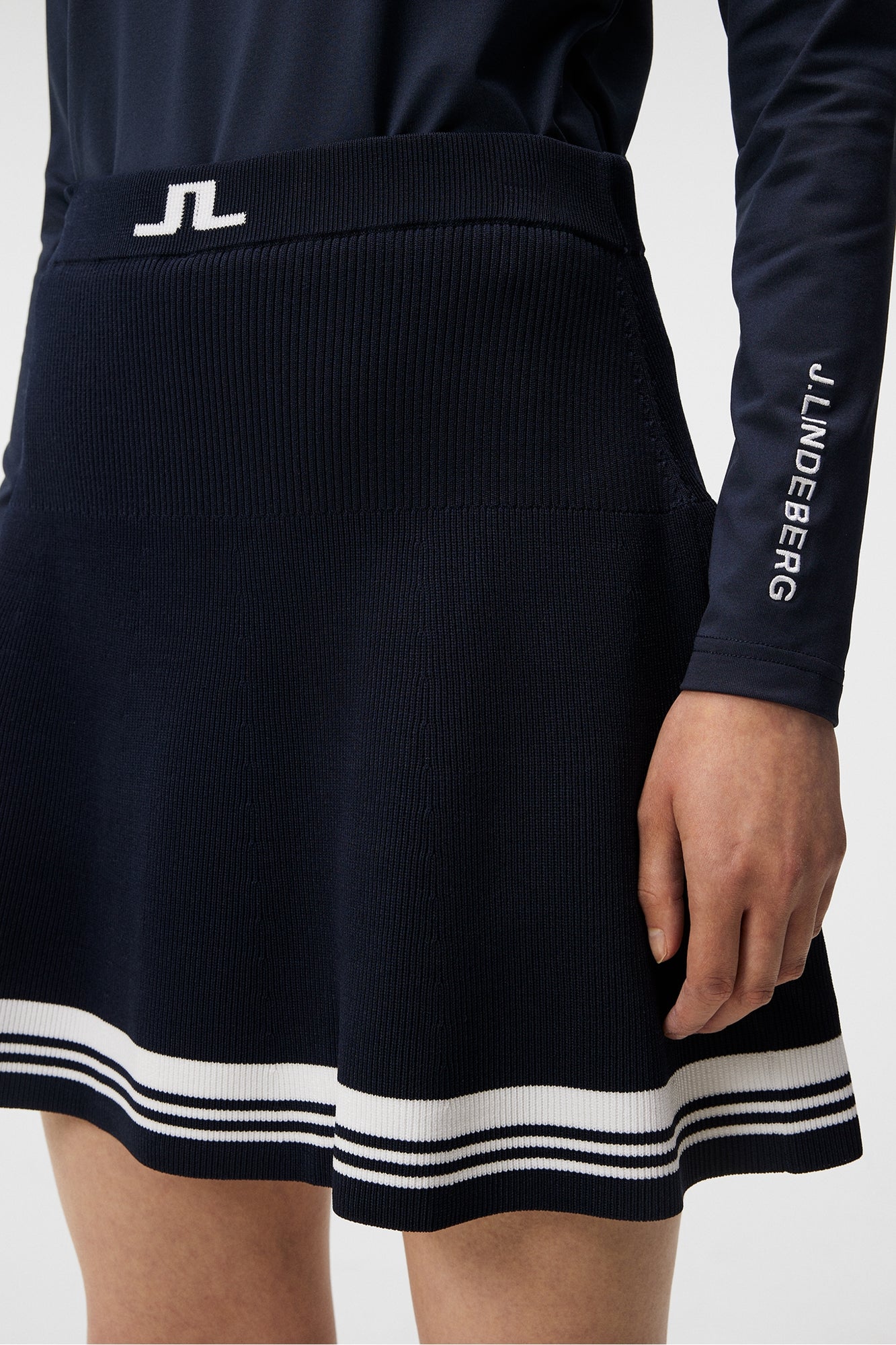 Women | Frida Stripe Knitted Skirt | JL Navy