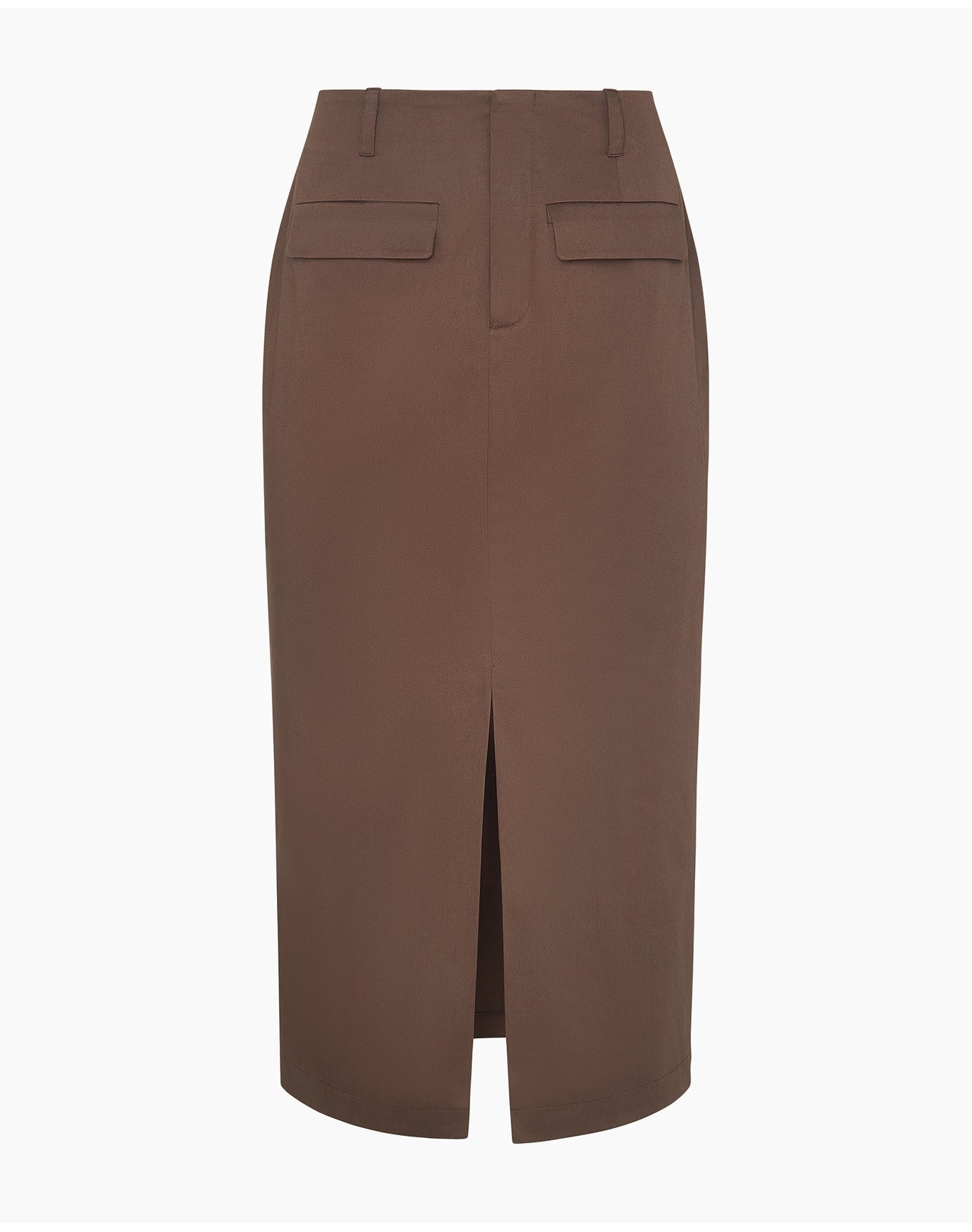 Women | Front Slit Midi Skirt | Chestnut
