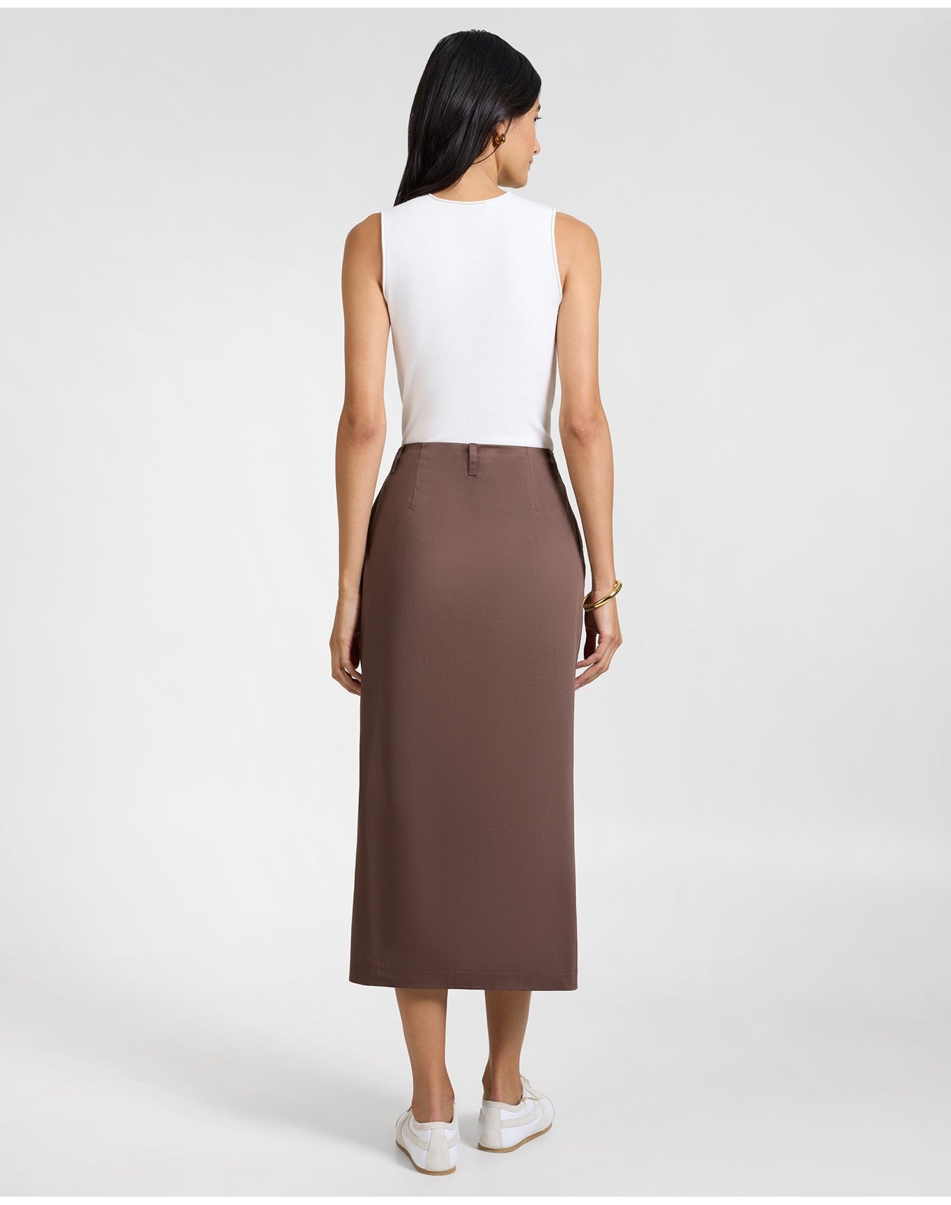Women | Front Slit Midi Skirt | Chestnut