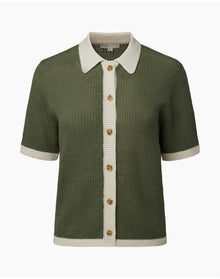 Women | Linen Knit Button Up Shirt | Sea Spray White