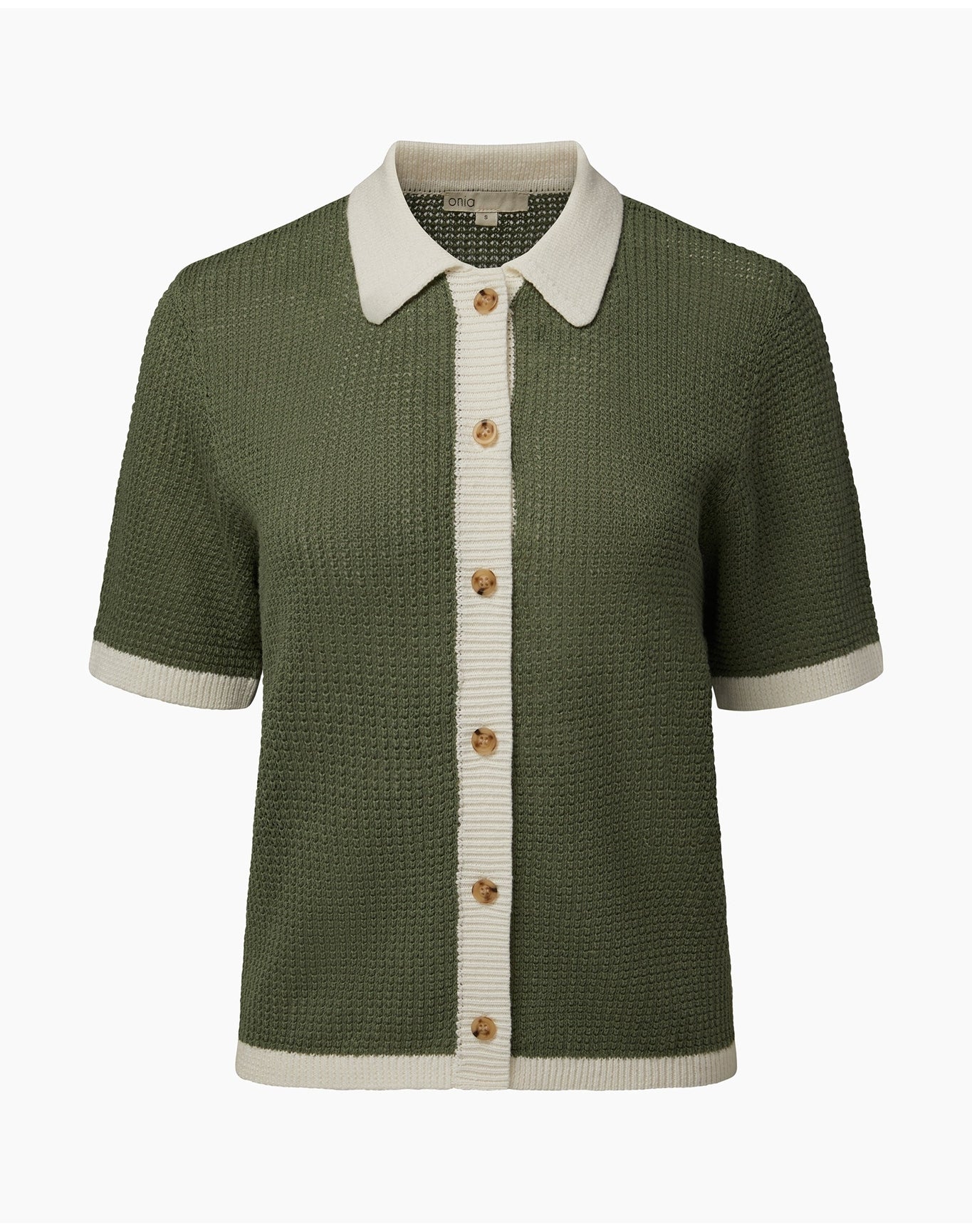 Women | Linen Knit Button Up Shirt | Sea Spray White