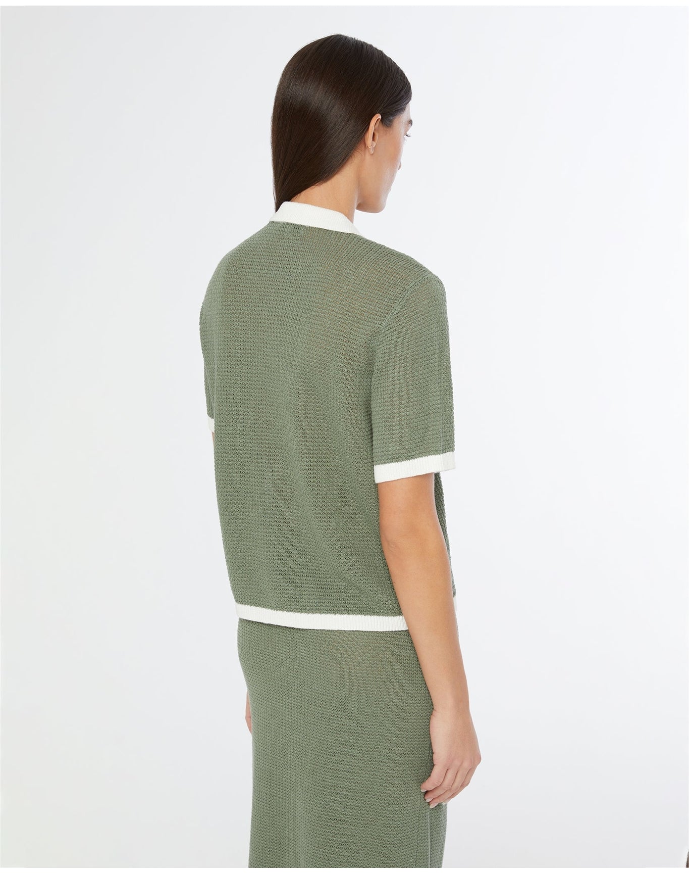 Women | Linen Knit Button Up Shirt | Sea Spray White