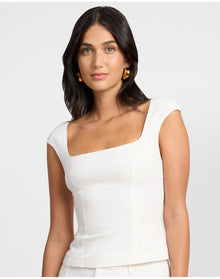 Women | Linen Peplum Top | White