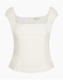Women | Linen Peplum Top | White