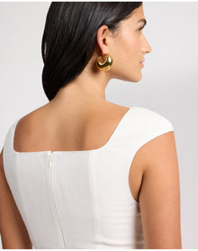 Women | Linen Peplum Top | White