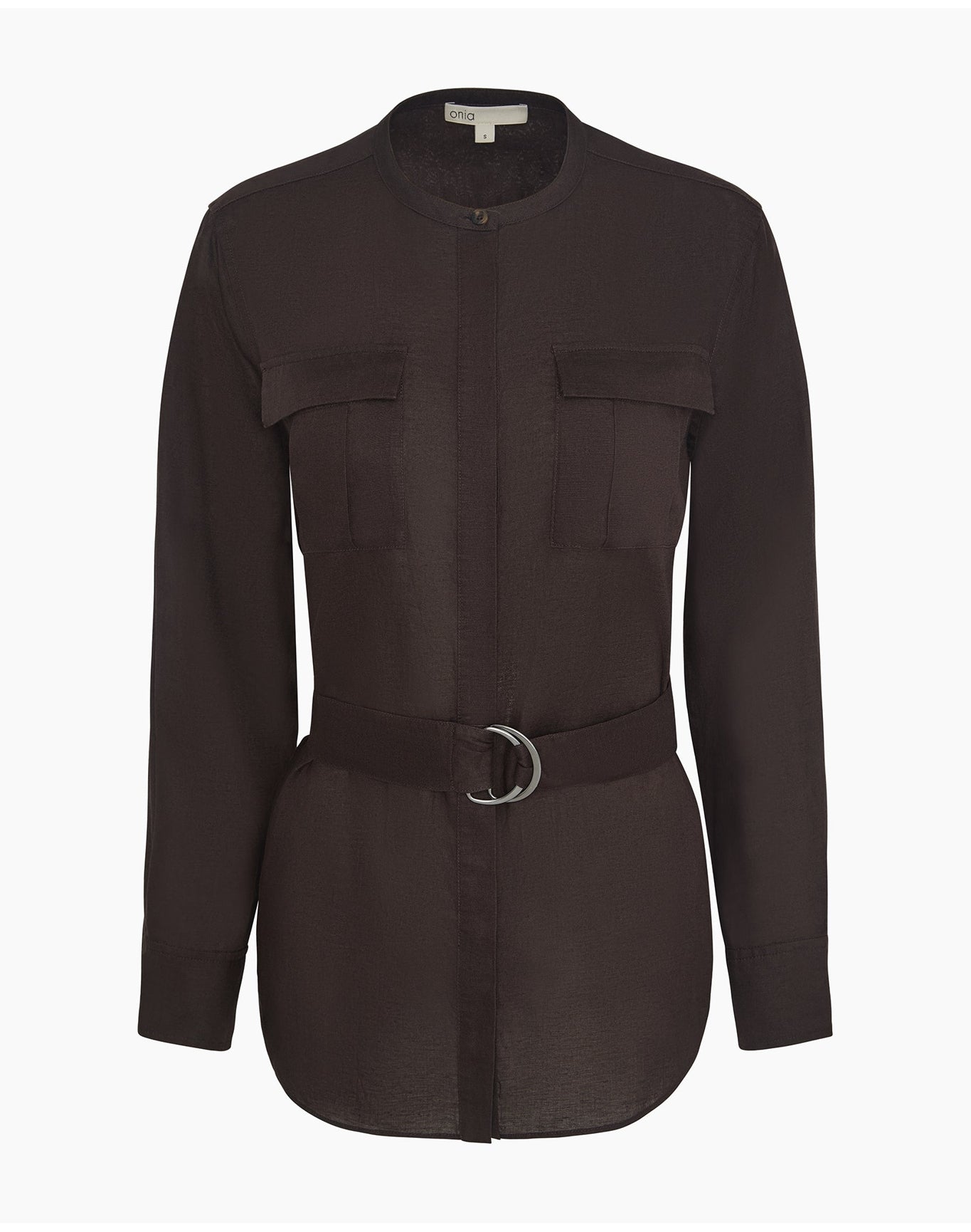 Women | Linen Utility Shirt | Espresso