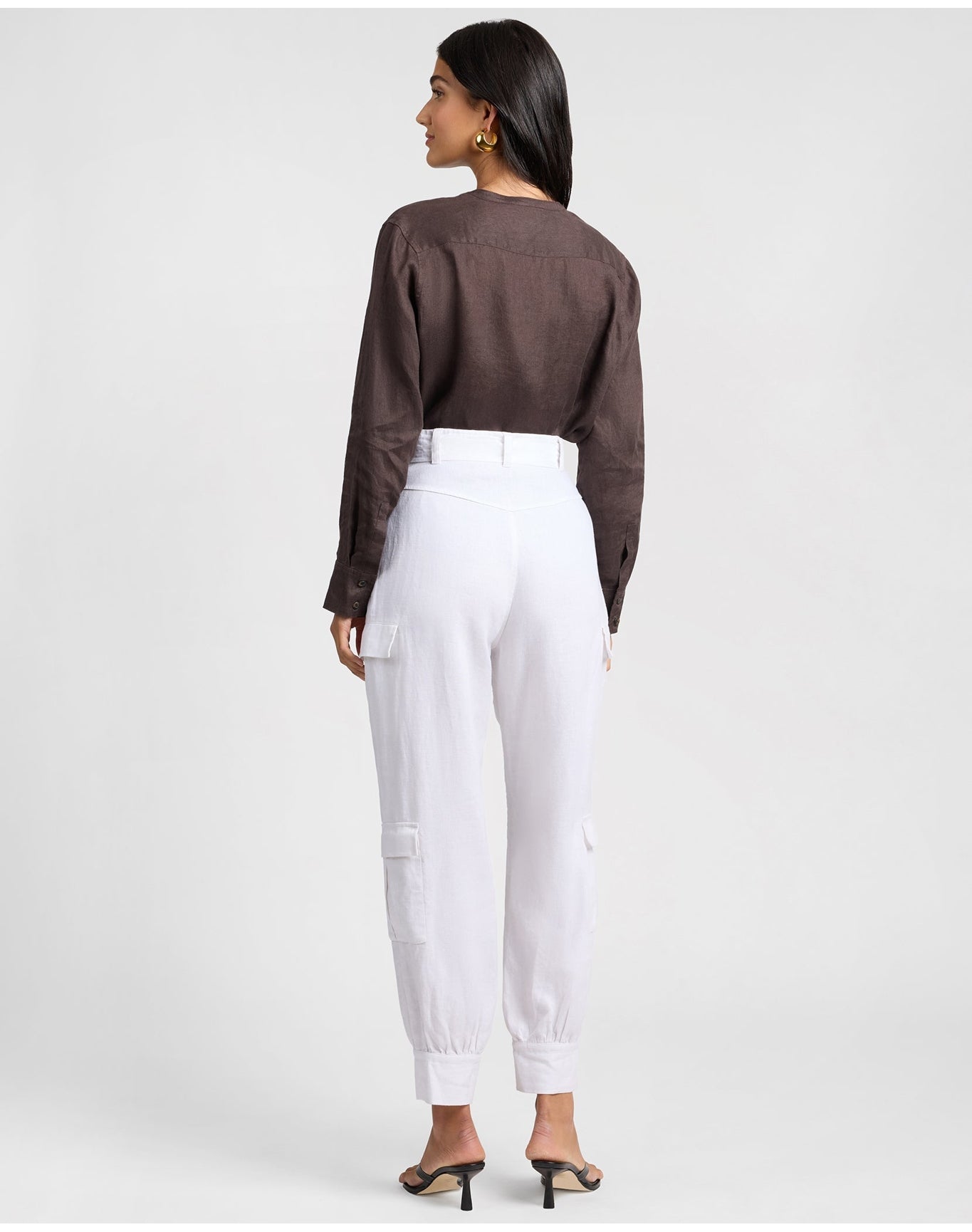 Women | Linen Utility Shirt | Espresso