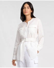 Women | Linen Utility Shirt | White