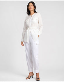 Women | Linen Utility Shirt | White
