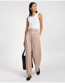 Women | Lyocell Paperbag Trouser | Warm Taupe