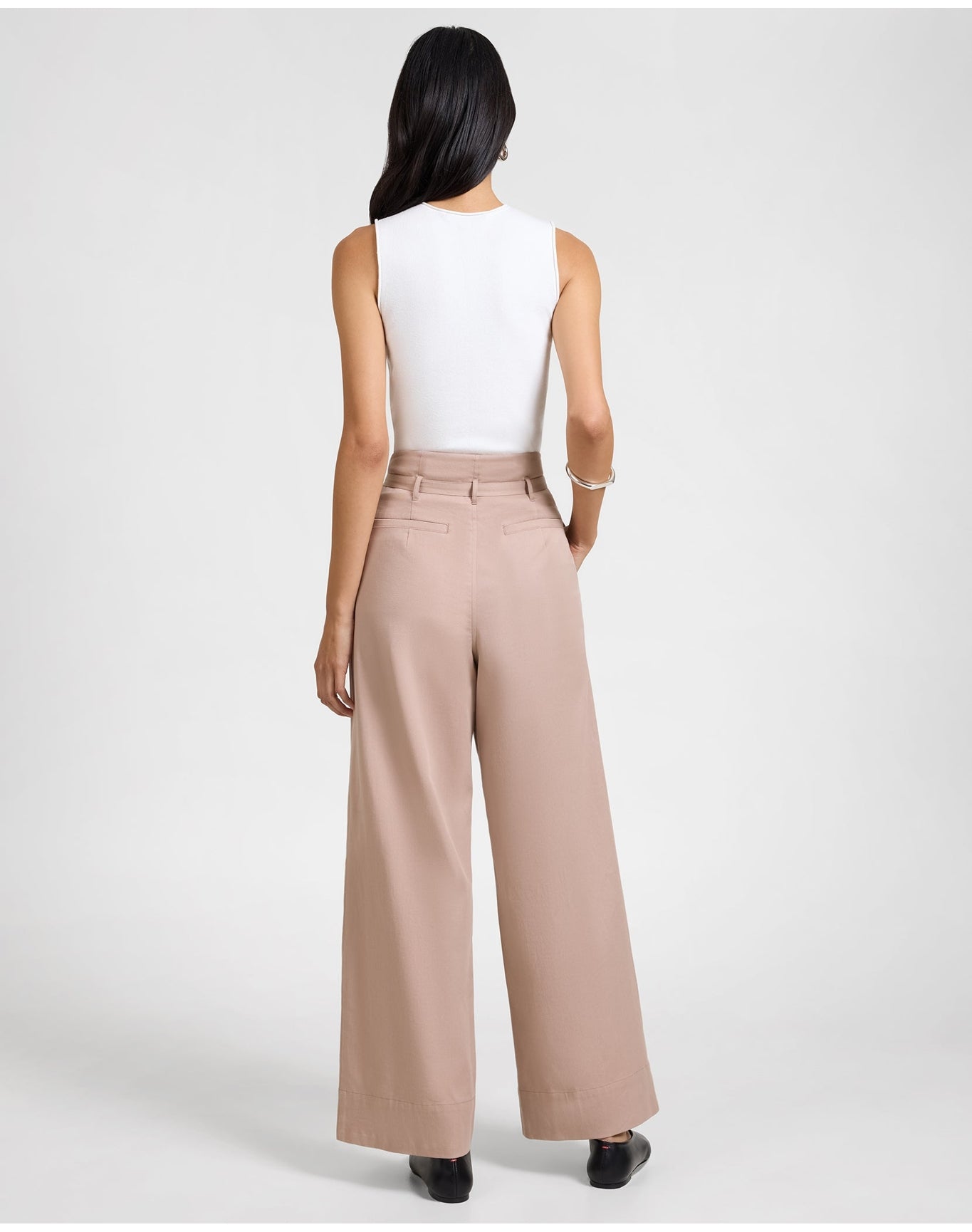 Women | Lyocell Paperbag Trouser | Warm Taupe