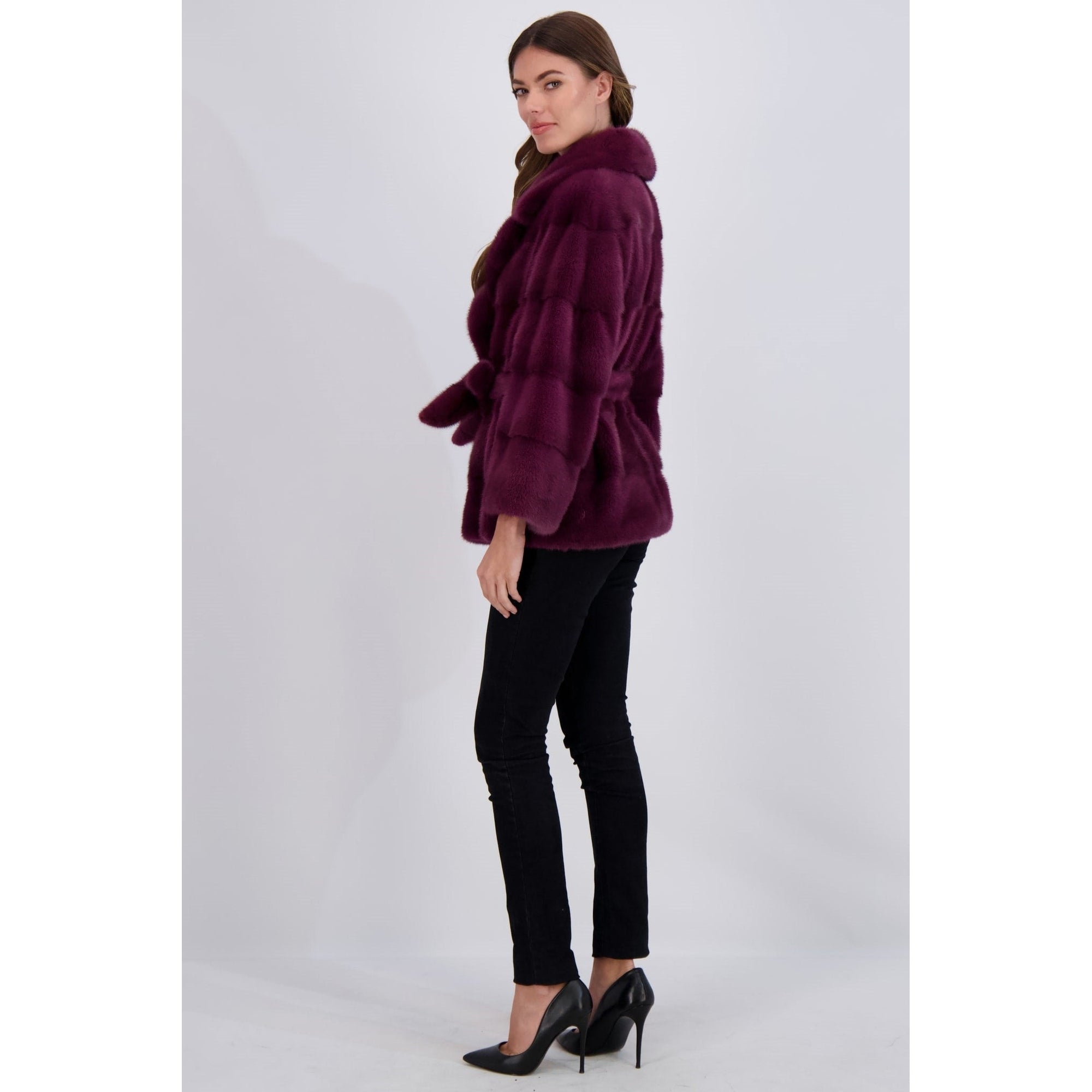 Women | Mink Jacket, Mink Belt | Magenta