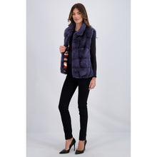 Women | Mink Vest | Blue Gray Cross