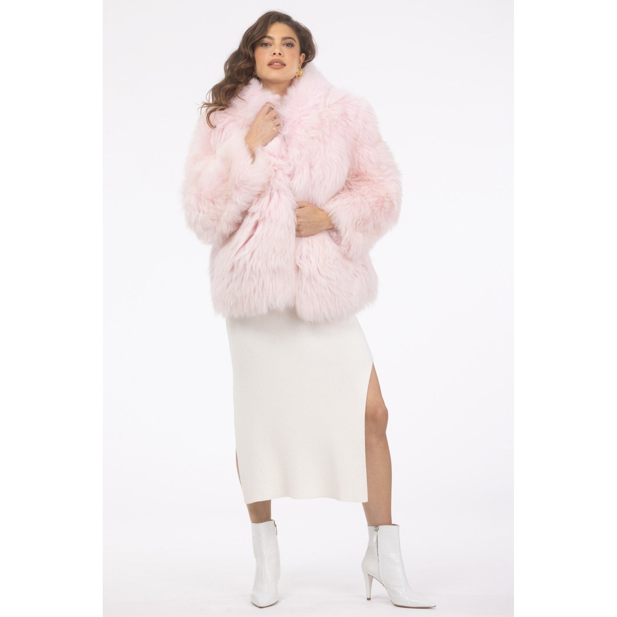 Women | Select Lamb Hooded Jacket | Pink