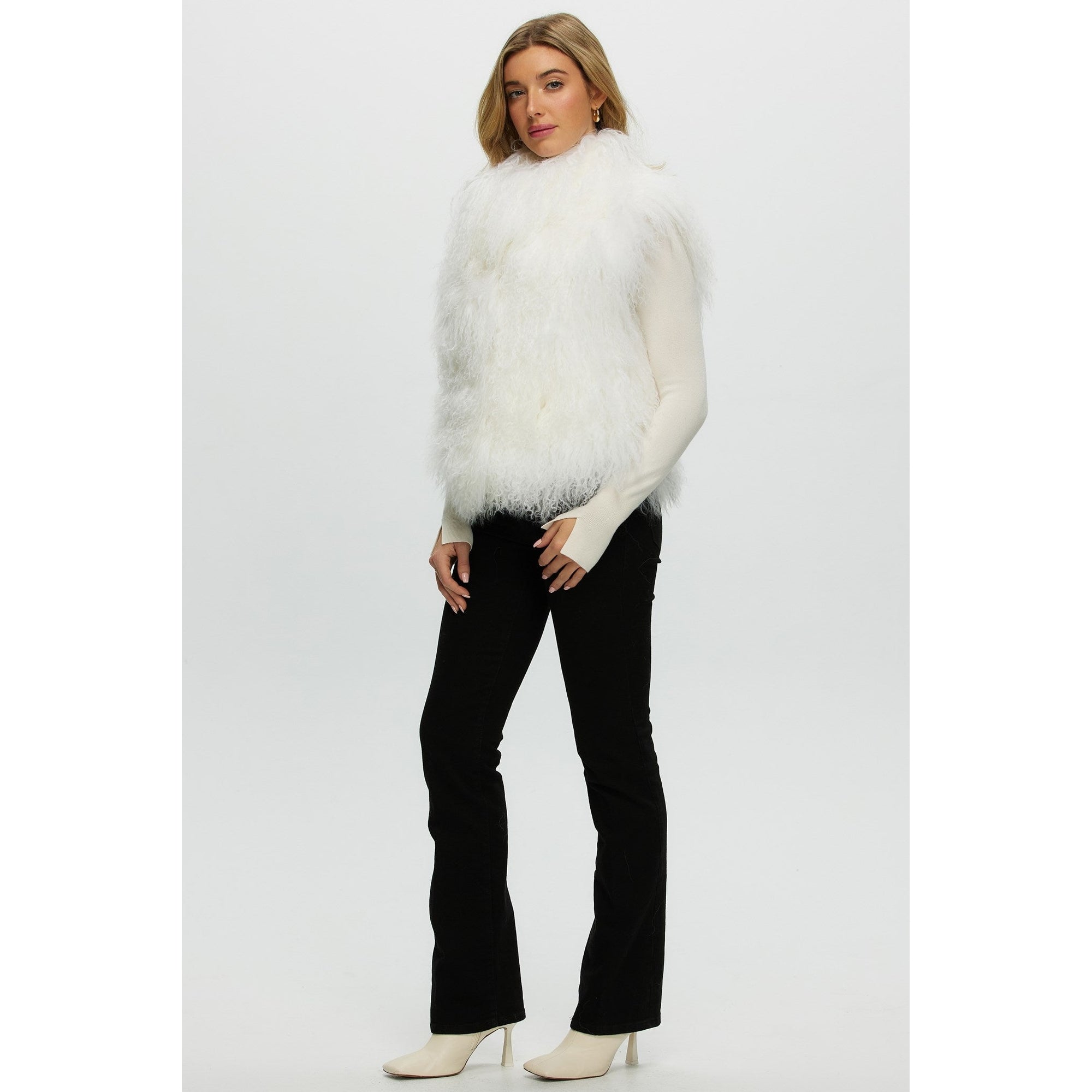 Women | Select Mongolian Lamb Vest | White