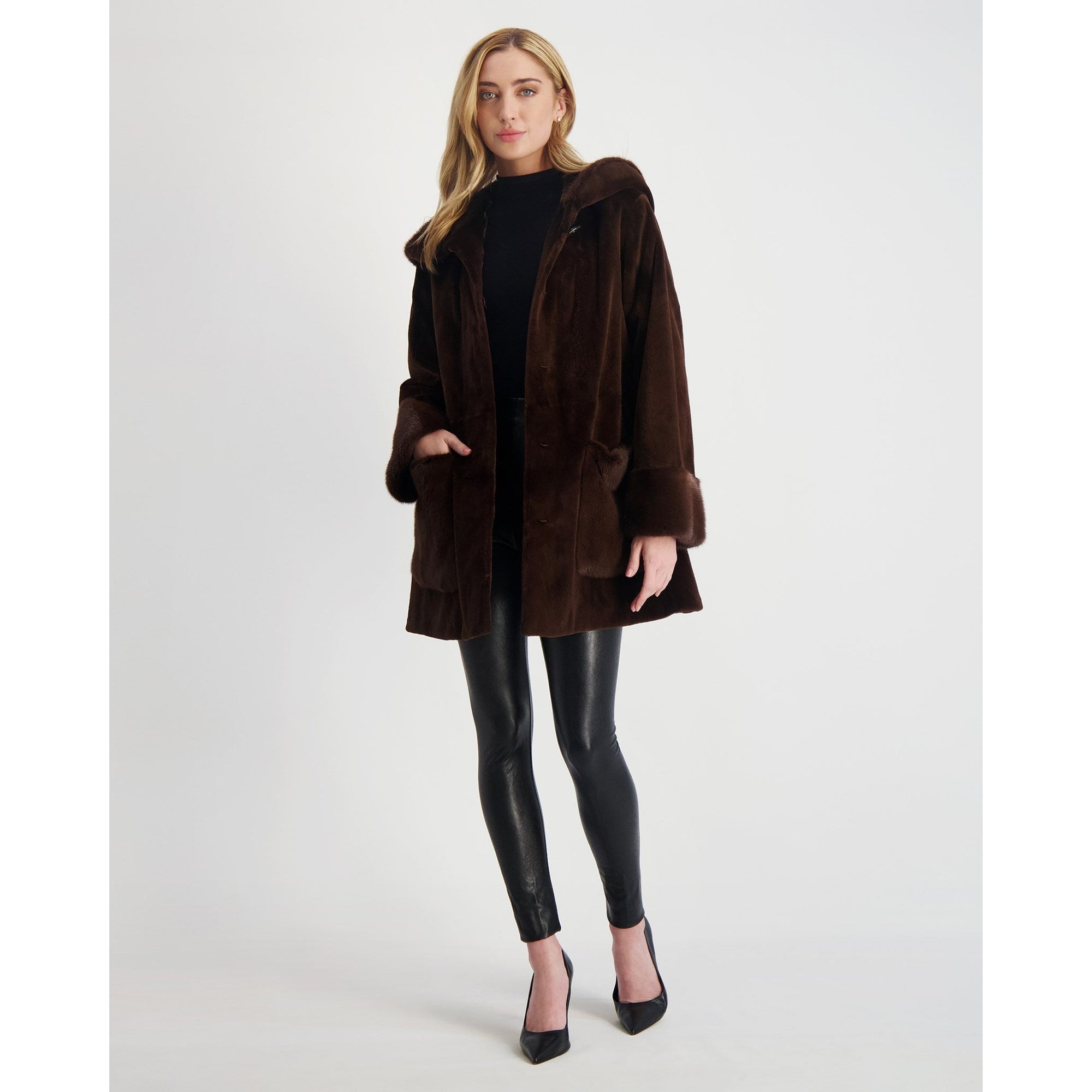 Women | Sheared Mink Parka | Chocolate