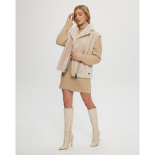 Women | Shearling Lamb Zip Vest | Beige