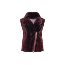 Women | Shearling Lamb Zip Vest | Burgundy