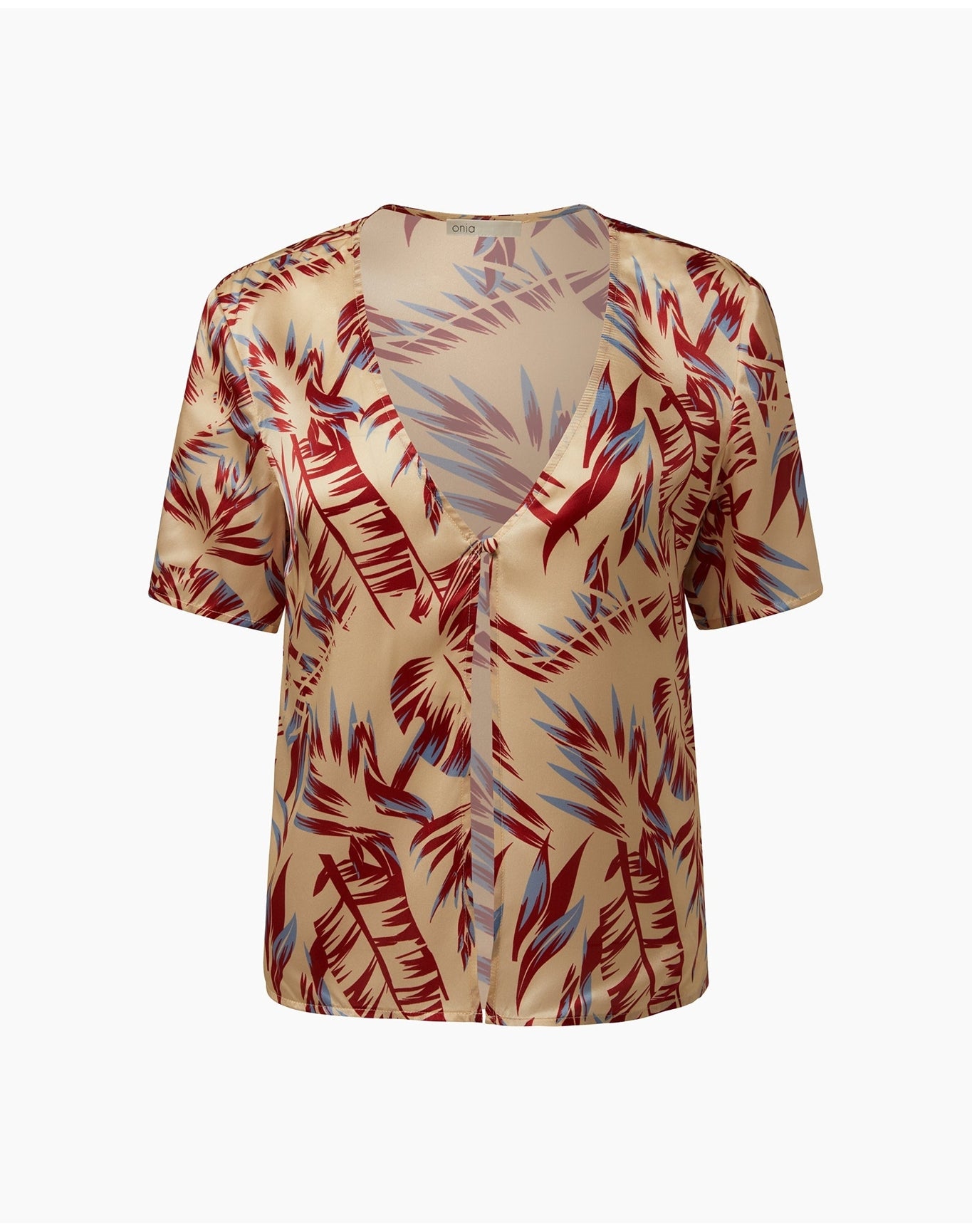 Women | Silk Short Sleeve Shirt | Tan