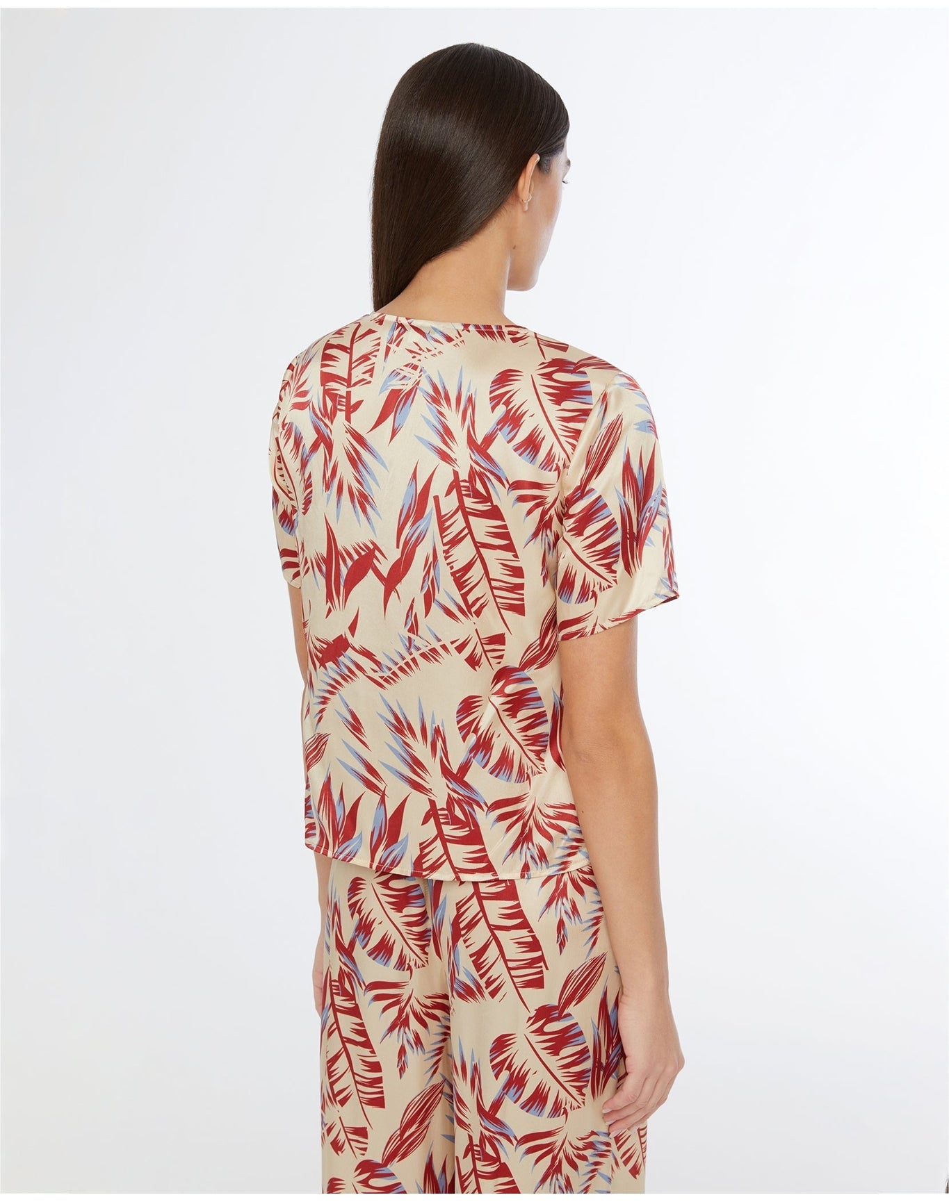 Women | Silk Short Sleeve Shirt | Tan