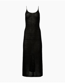 Women | Textured Linen Sweater Scoop Maxi Dress | Black