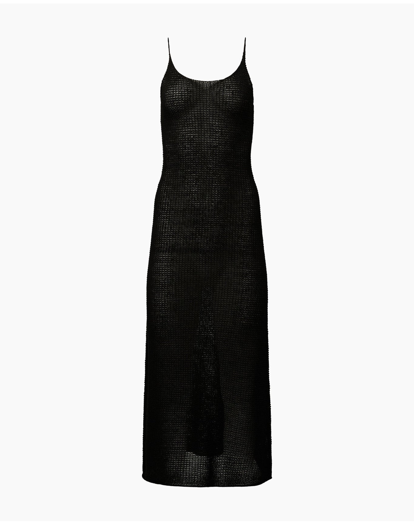 Women | Textured Linen Sweater Scoop Maxi Dress | Black