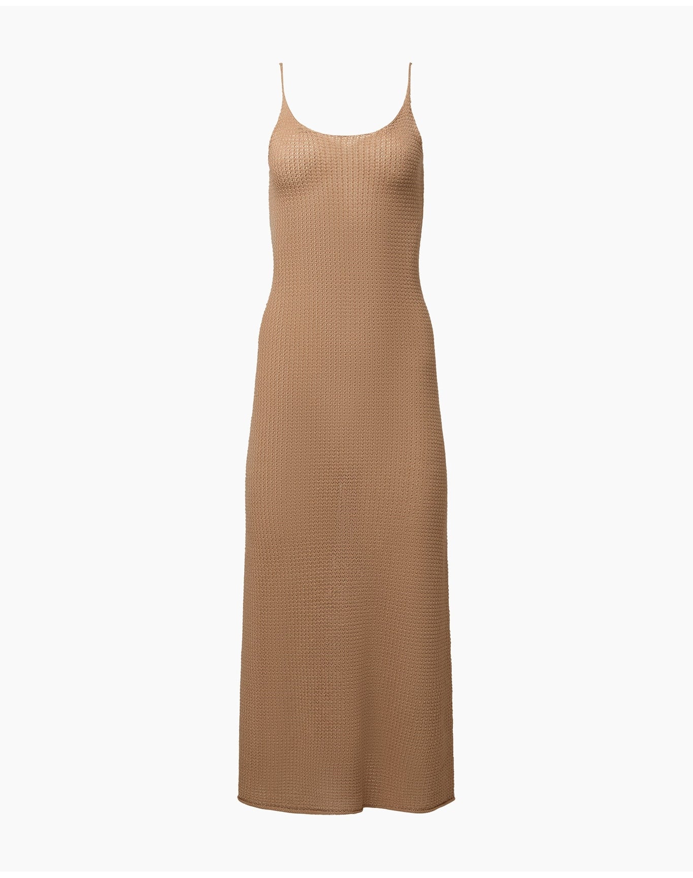 Women | Textured Linen Sweater Scoop Maxi Dress | Tan