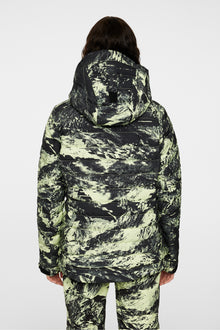 Women | Thermic Down Jacket Printed | Mountain Glitch Lime
