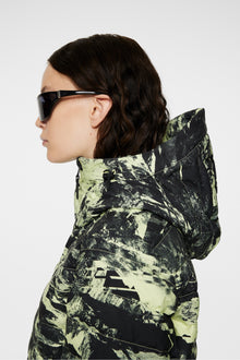 Women | Thermic Down Jacket Printed | Mountain Glitch Lime