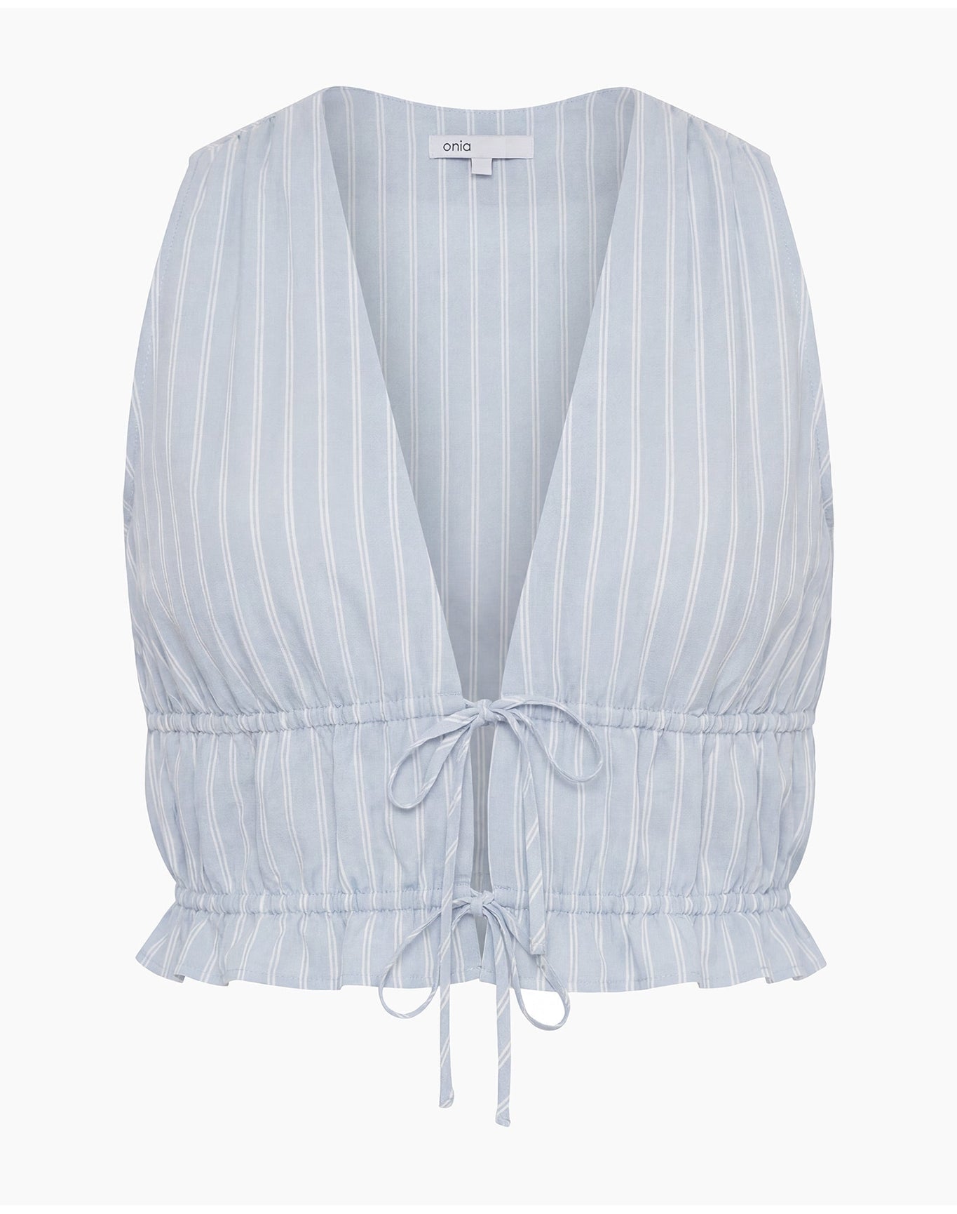 Women | Tie Front Top | Light Sky