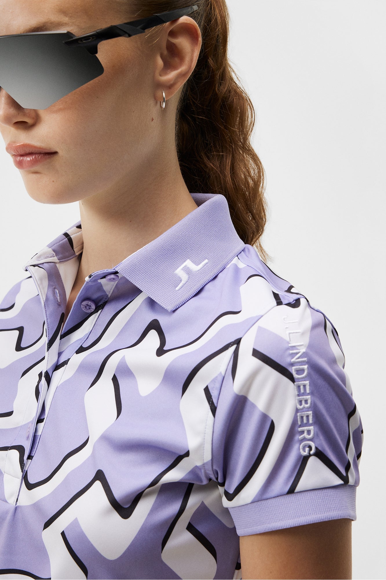 Women | Tour Tech Print Polo | Bridge Wave Sweet Lavender
