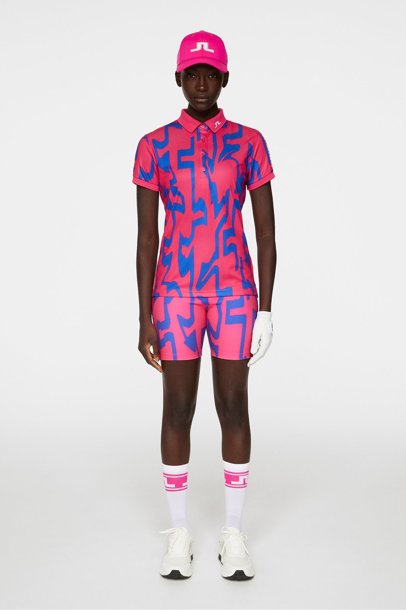 Women | Tour Tech Print Polo | Glitch Bridge Pink
