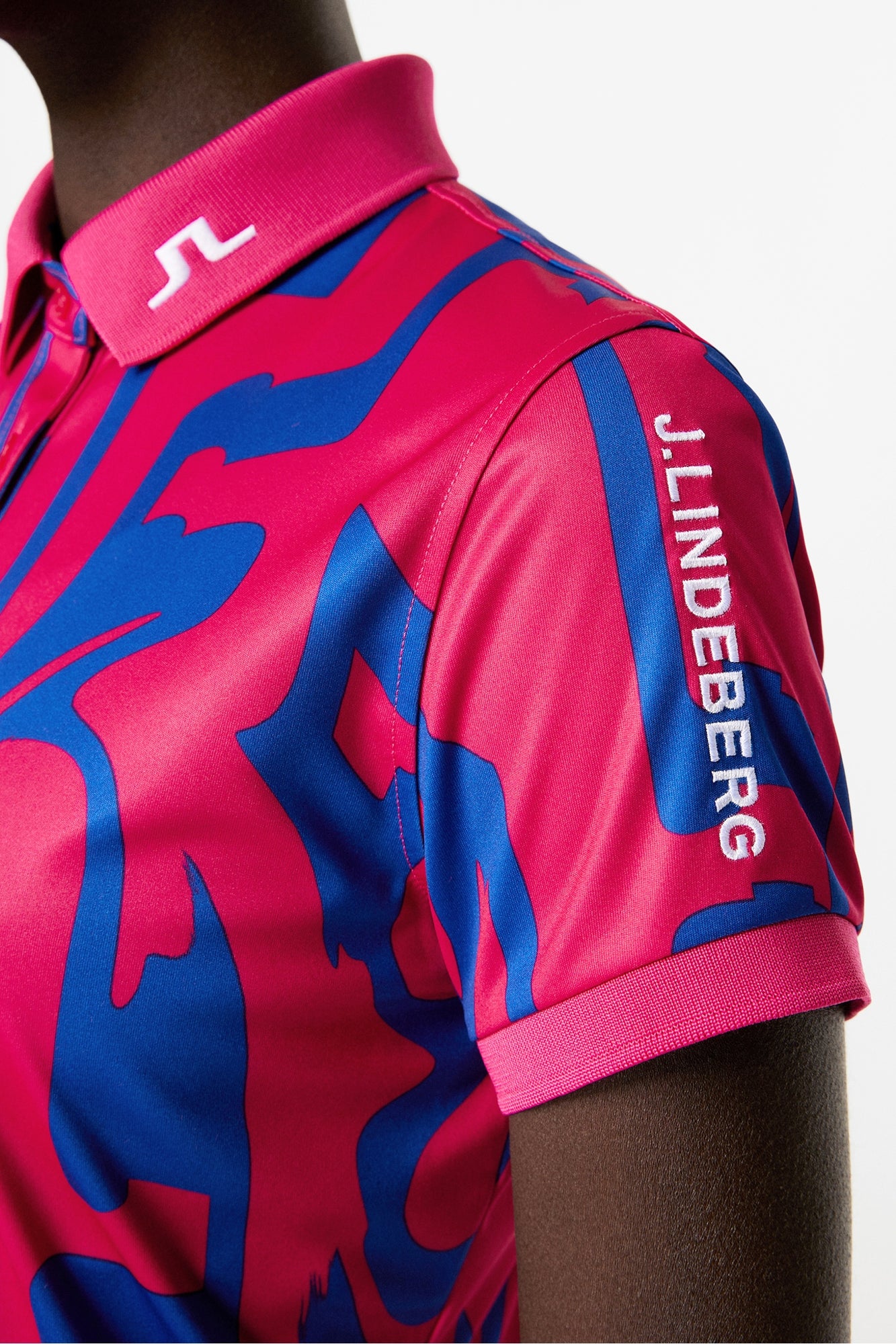 Women | Tour Tech Print Polo | Glitch Bridge Pink