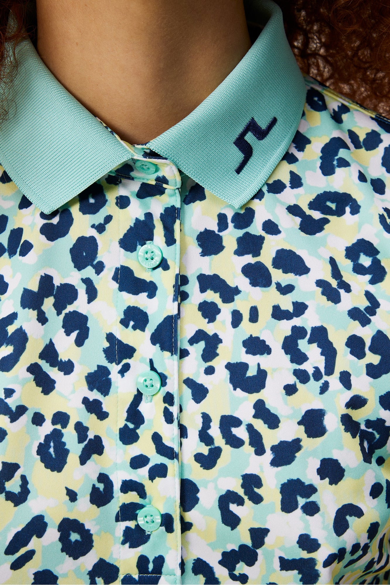 Women | Tour Tech Print Polo | Leopard Aruba Blue