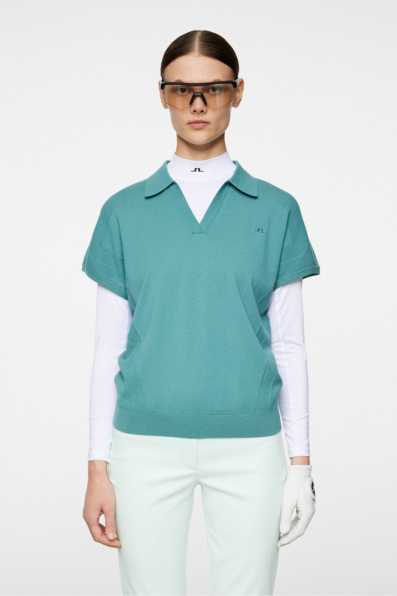 Women | Vita Knitted Polo Shirt | Teal