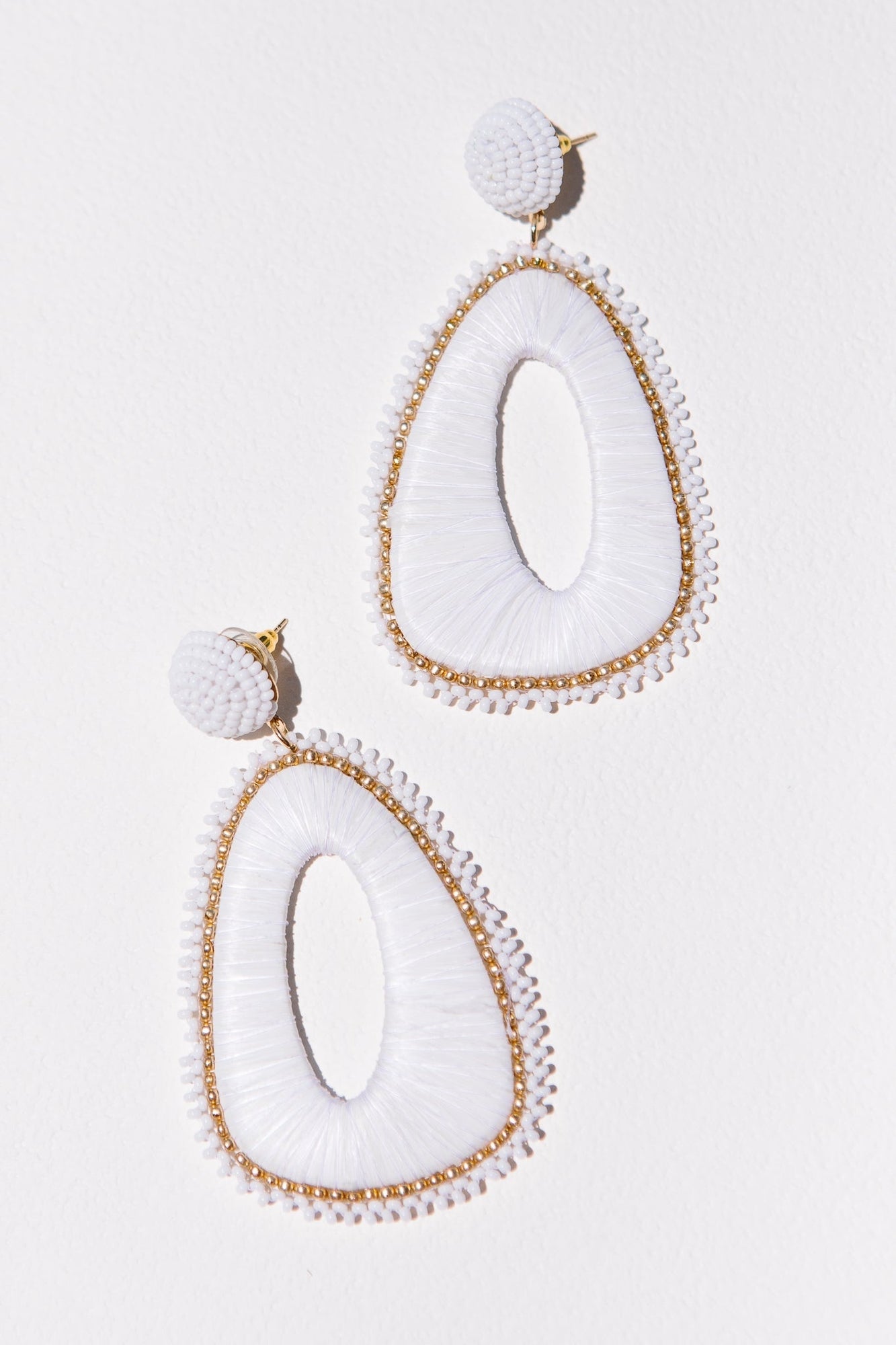 Women | White Raffia Chunky Earrings | White