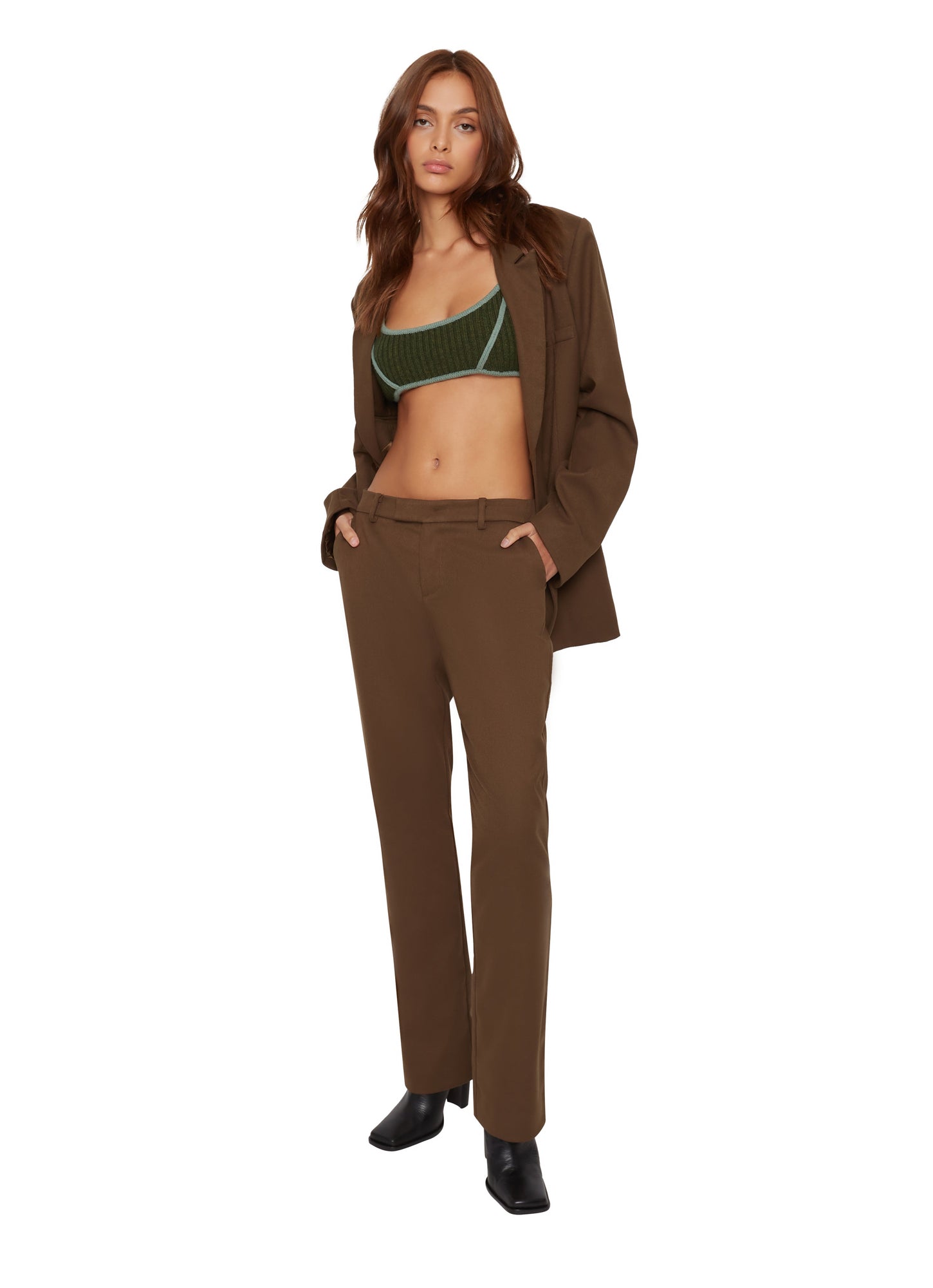 Womens | Wool Oversized Blazer | Brown
