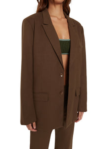 Womens | Wool Oversized Blazer | Brown