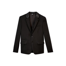 Wool Blazer With Leather Details | Men | Black