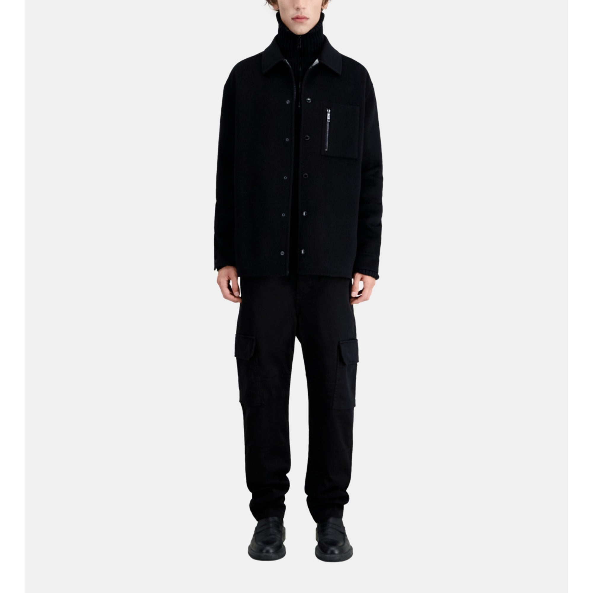 Wool-Blend Overshirt Jacket | Men | Black