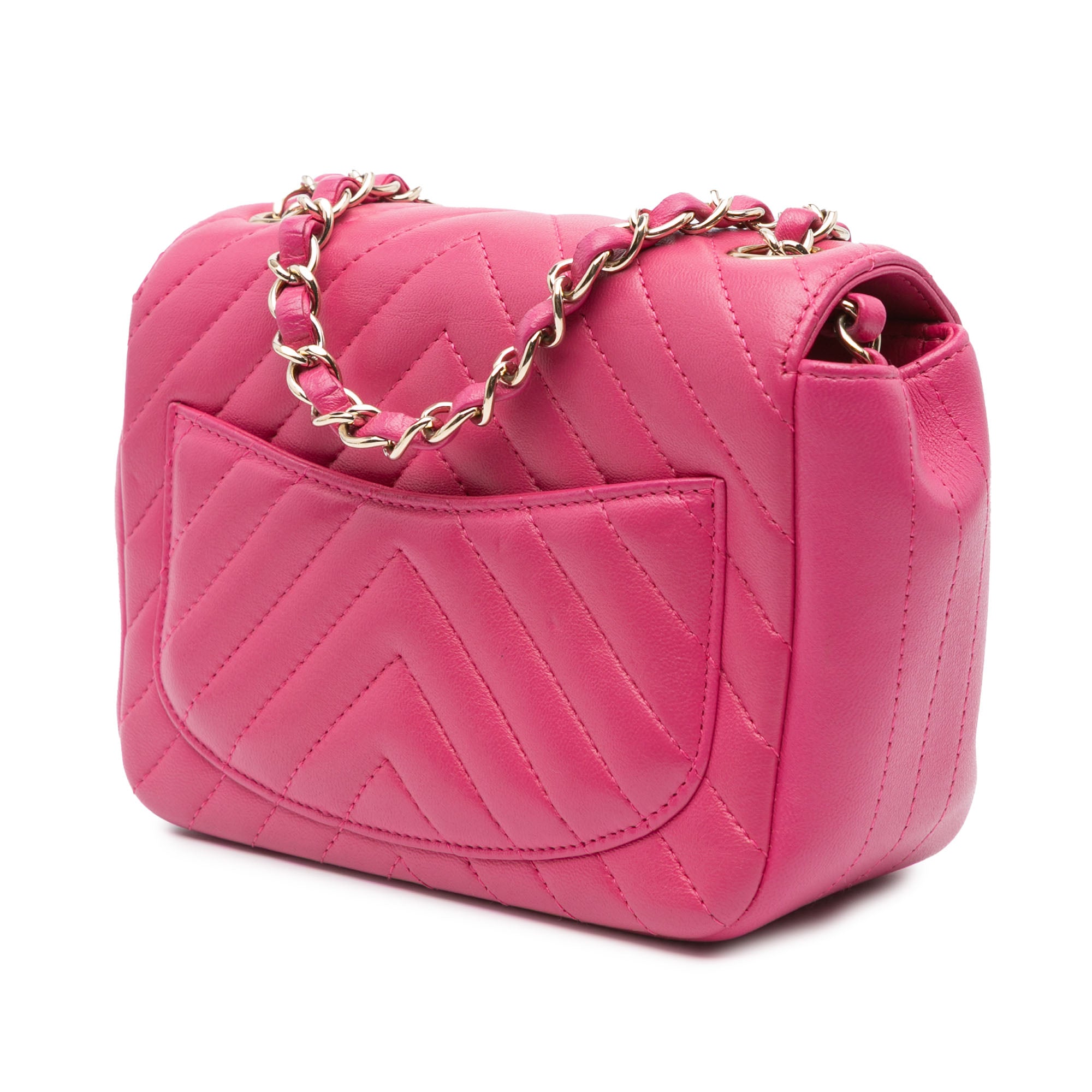 Chanel | Pre-Owned Mini Square Classic Chevron Lambskin Single Flap - I | Pink