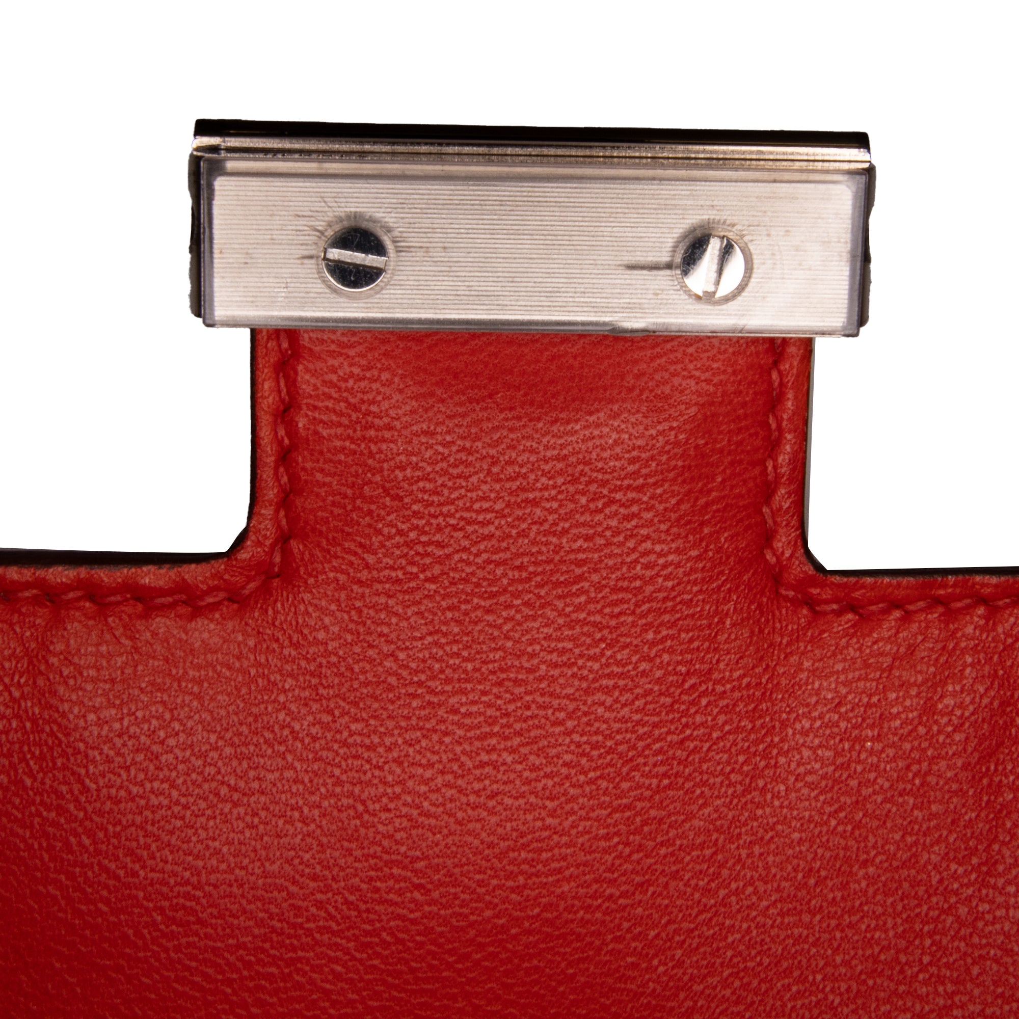 Hermes | Pre-Owned Mini Tadelakt Constance 18 with Golden Logo | Red