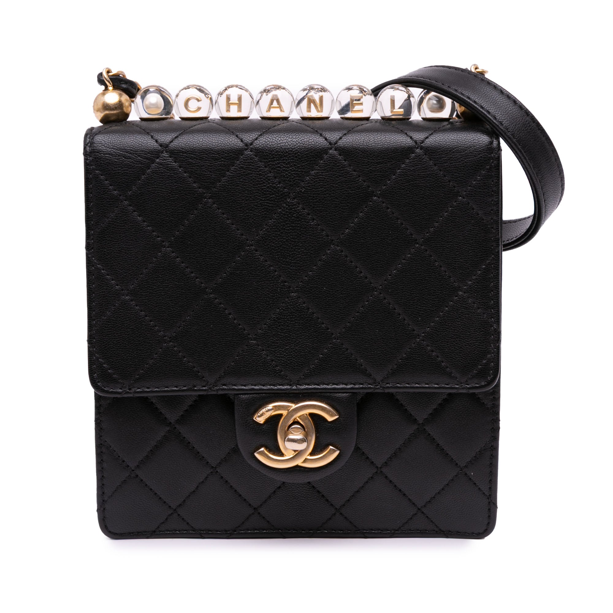 Chanel | Pre-Owned Small Lambskin Chic Glass Pearls Flap | Black
