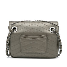 Chanel | Pre-Owned Mini Embellished Calfskin Chevron Square Envelop Flap | Gray