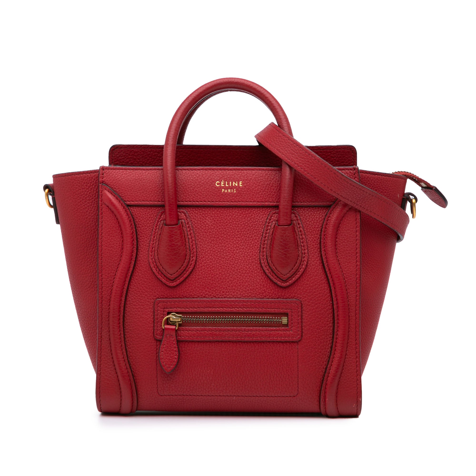 Celine | Pre-Owned Nano Leather Luggage Tote | Red
