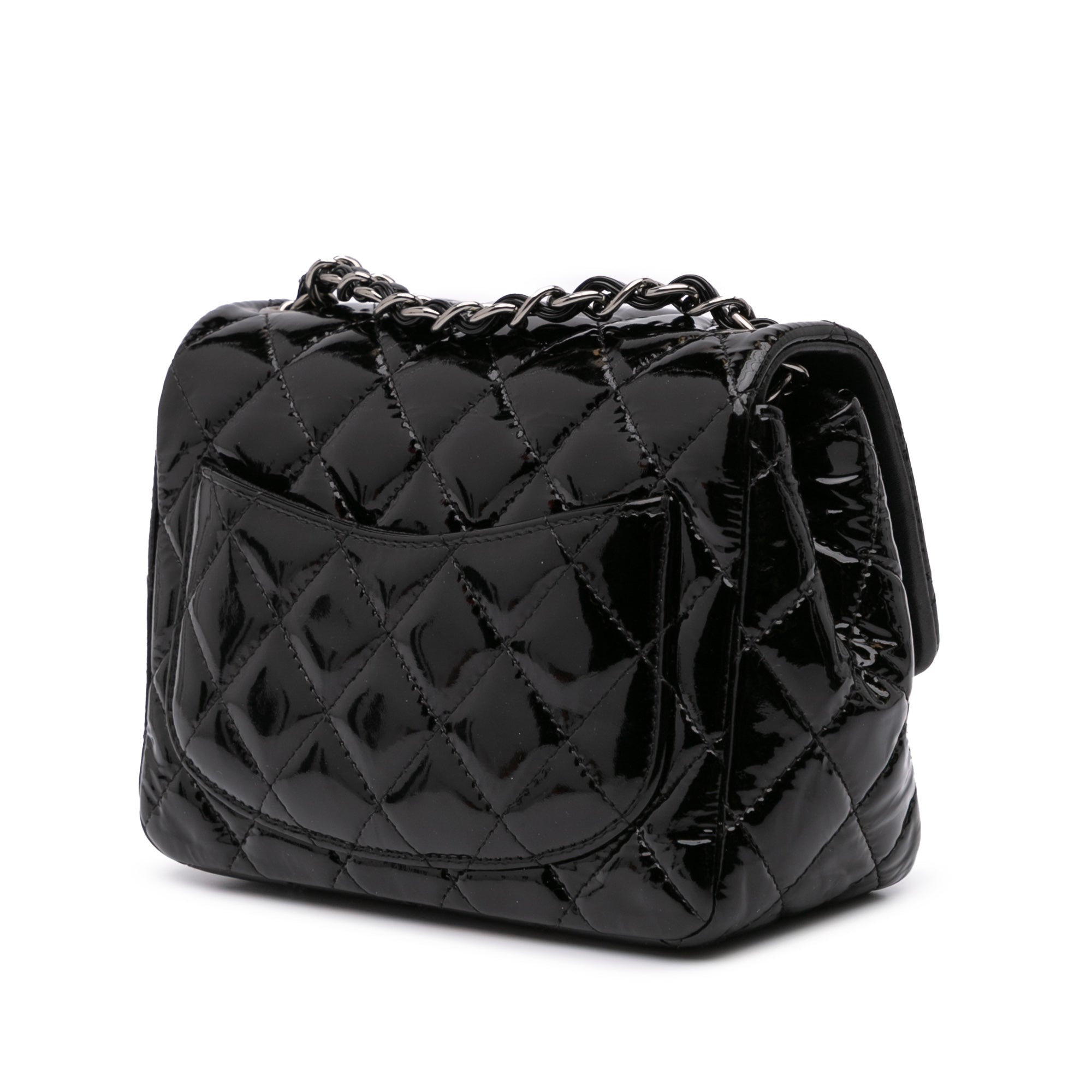 Chanel | Pre-Owned Mini Square Classic Patent Single Flap - V | Black