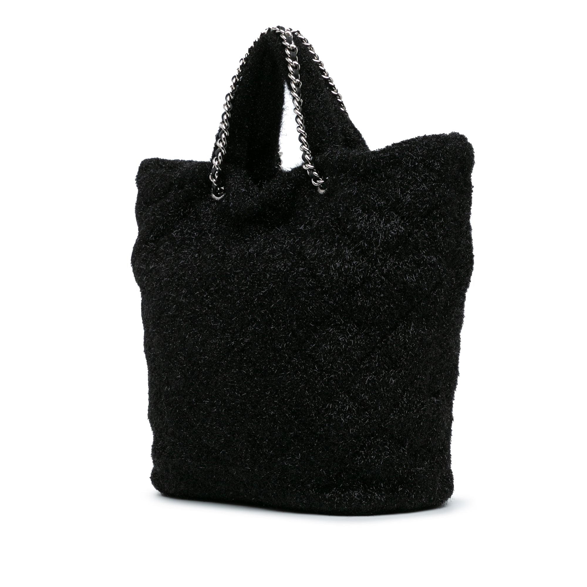 Chanel | Pre-Owned Large Quilted Knit Pluto Glitter Satchel | Black