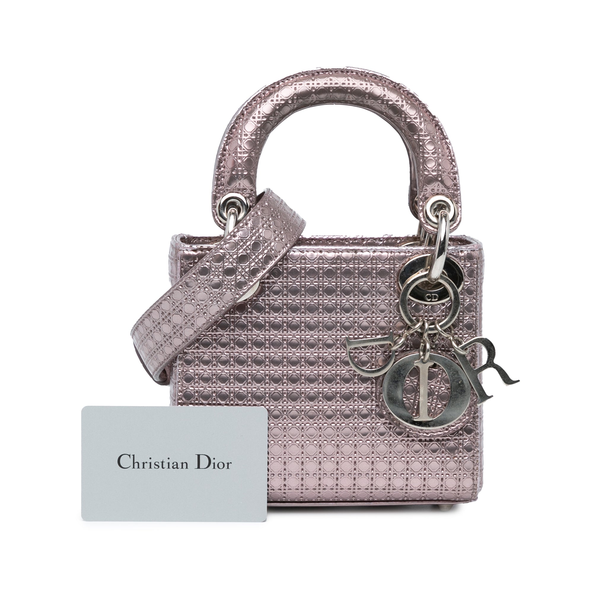 Dior | Pre-Owned Mini Metallic Patent Microcannage Lady | Pink