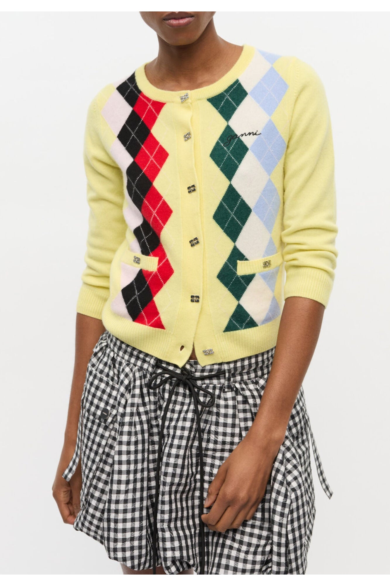 Yellow Check Cardigan | Pear Sorbet