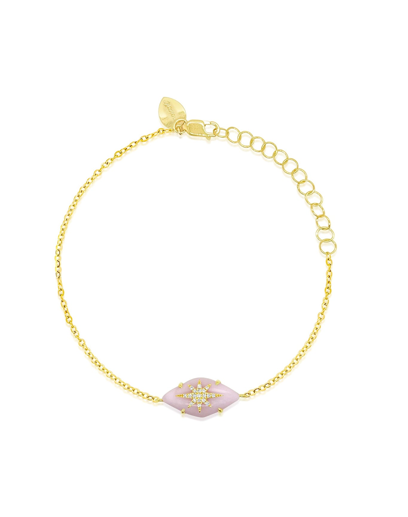 Yellow Gold Pink Opal Starburst Bracelet | 14K Yellow Gold